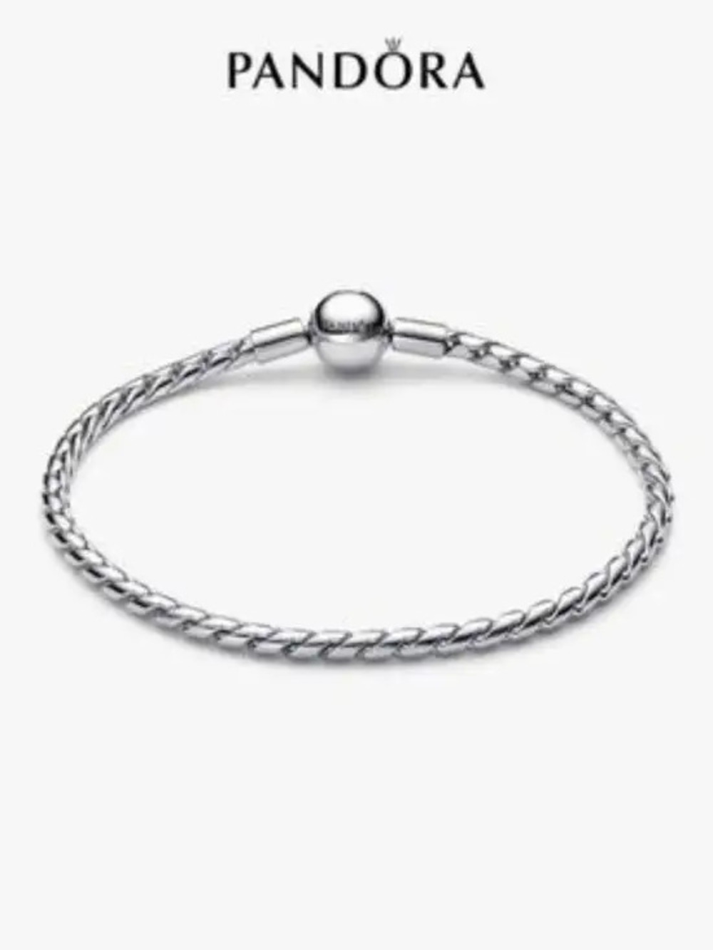 Pandora Sterling Silver Twisted Rope Bracelet Round Ball Clasp